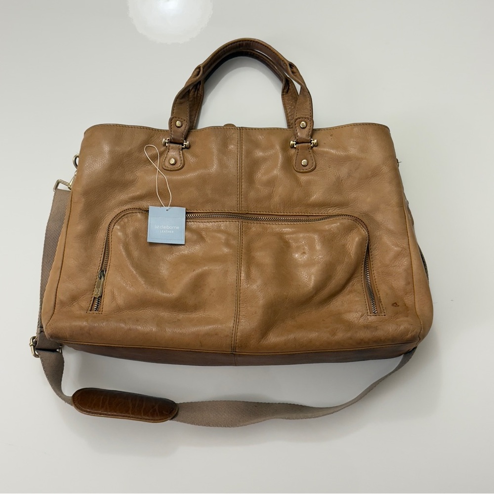 Liz Claiborne Tan Leather Briefcase